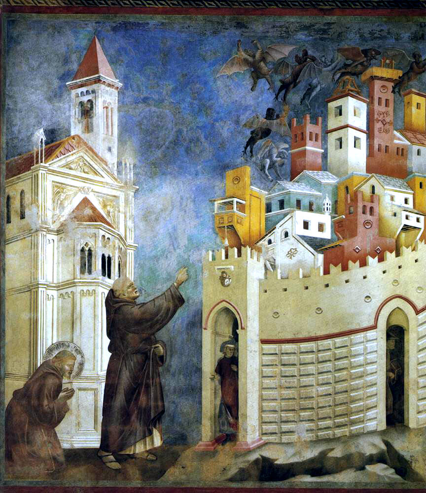 François chasse les démons de la ville d'Arezzo. (Giotto)